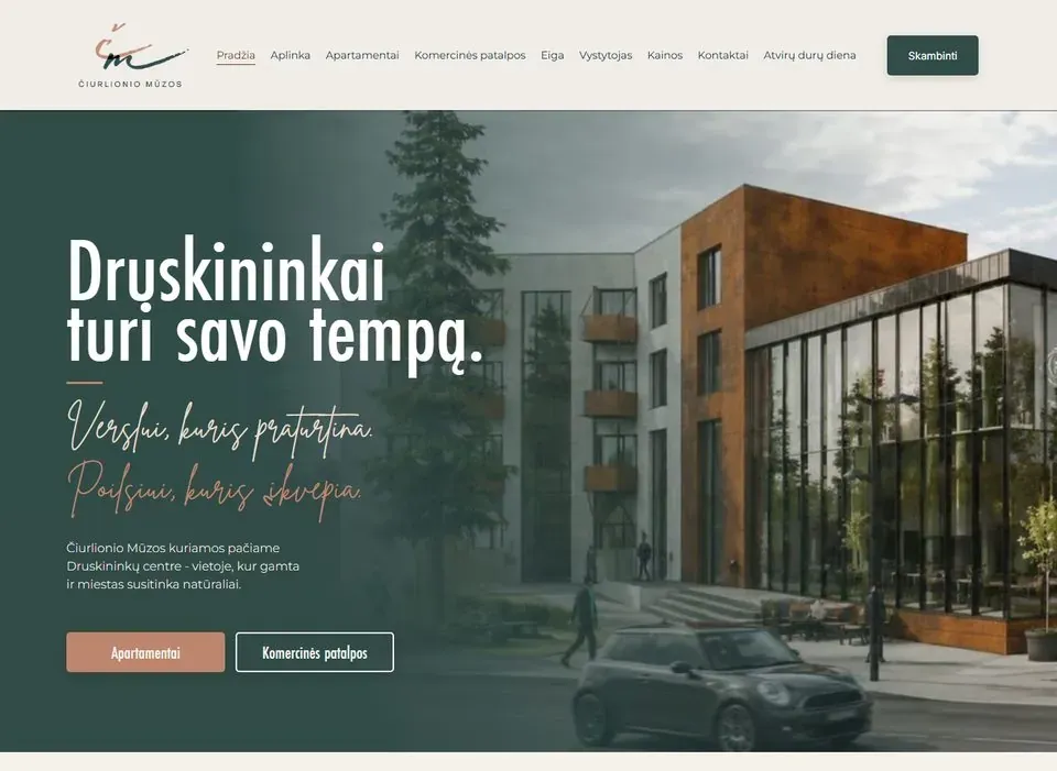 Čiurlionio Mūzos svetainės ekrano kopija