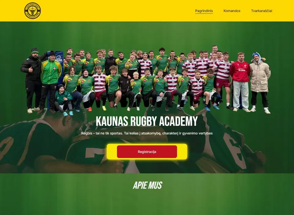 Kauno Rugby svetainės ekrano kopija