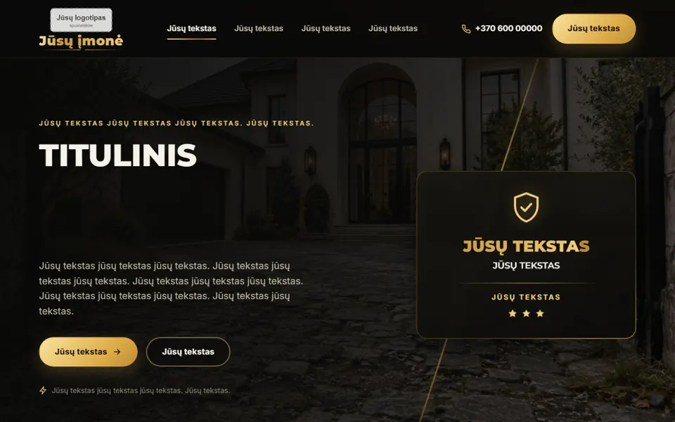 Šablono „Gerbūvis“ pradžios puslapis: trinkelių klojimas, betonavimas, aplinkos tvarkymas
