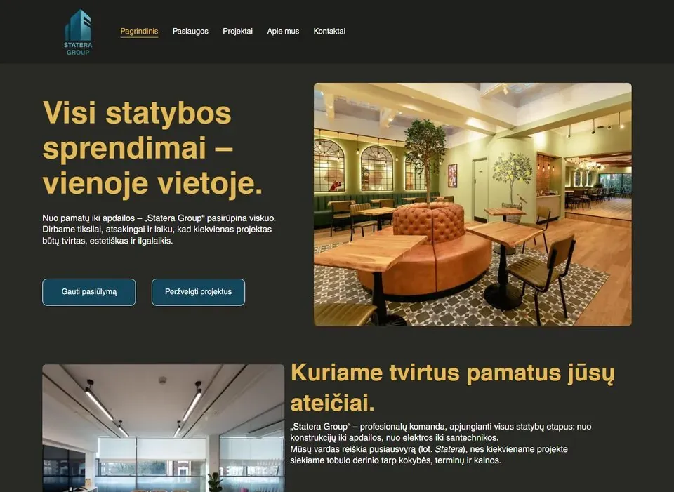 Statera Group svetainės ekrano kopija