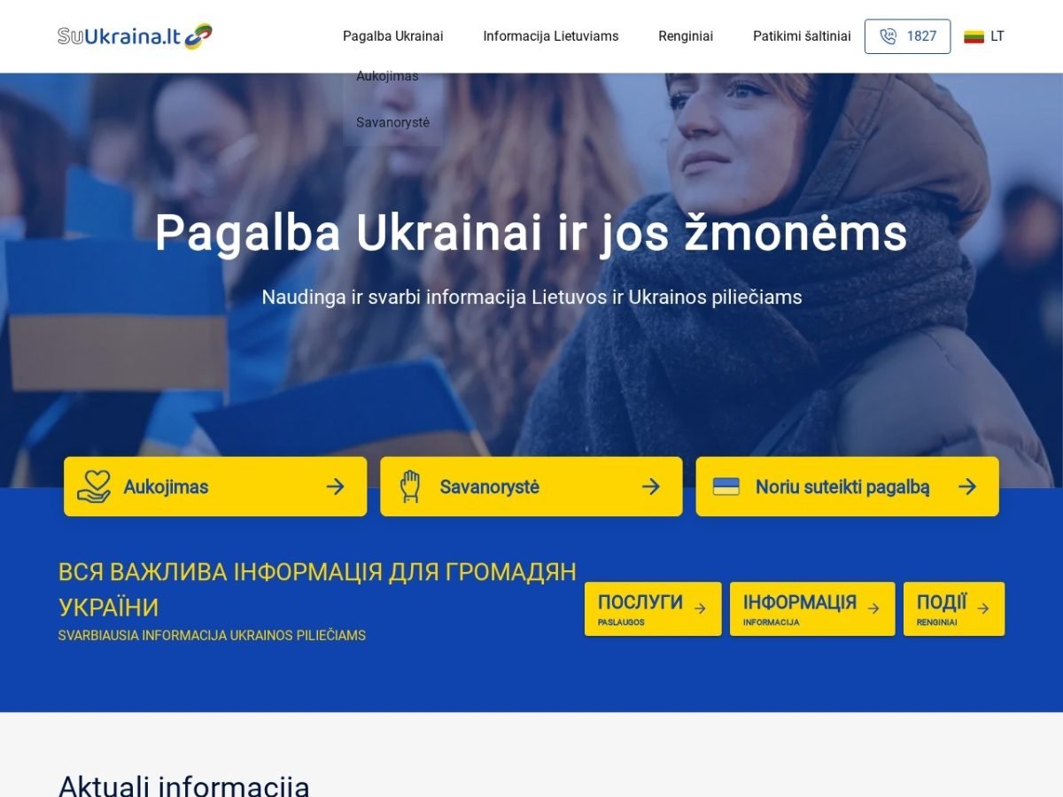Su Ukraina svetainės ekrano kopija