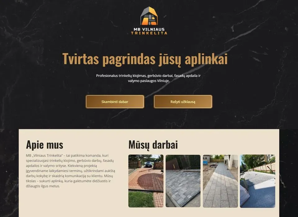 Vilniaus Trinkėlita svetainės ekrano kopija